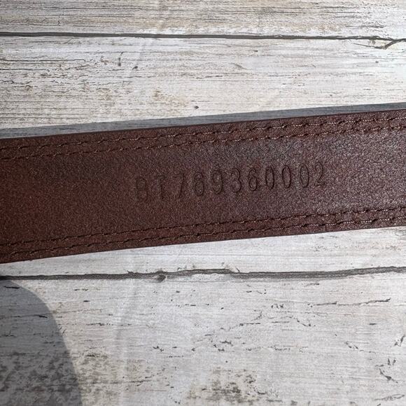 Fossil Leather Belt Sz Med Red 31” Metal Buckle Western Boho Earthy Classic - Picture 11 of 12